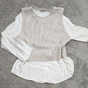 ZARA Ribbed vest over longsleeves top size L